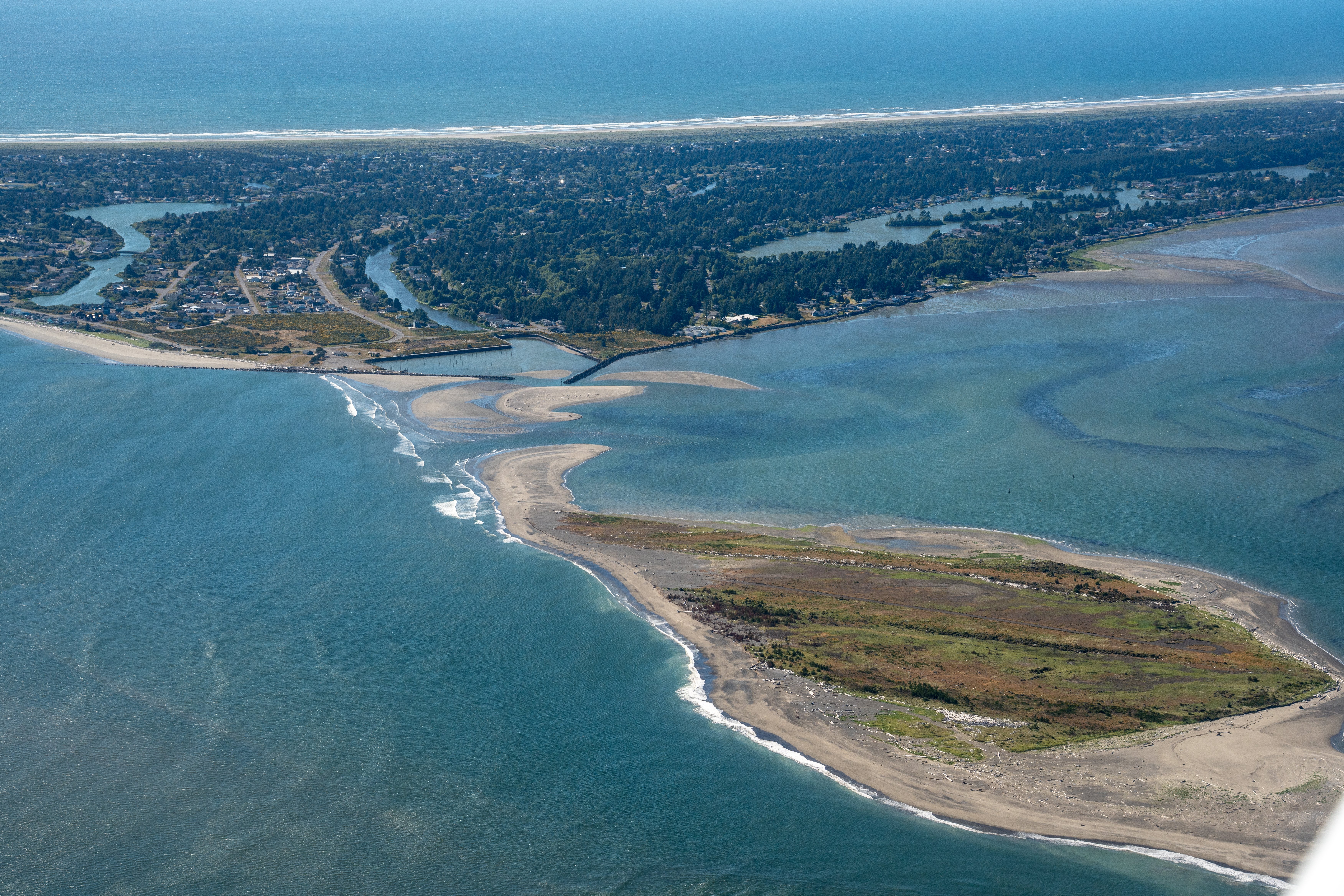 A view of Damon Point and Ocean Shores from above